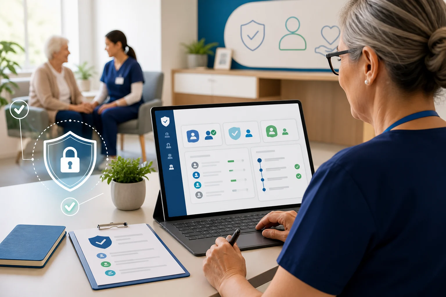 Profissional acompanhando controles de acesso e privacidade no SIDOSO